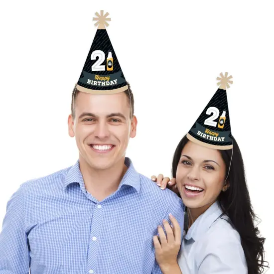 Big Dot of Happiness Cheers and Beers to 21 Years - Cone Happy Birthday Party Hats for Adults - Set of 8 (Standard Size) {3}
