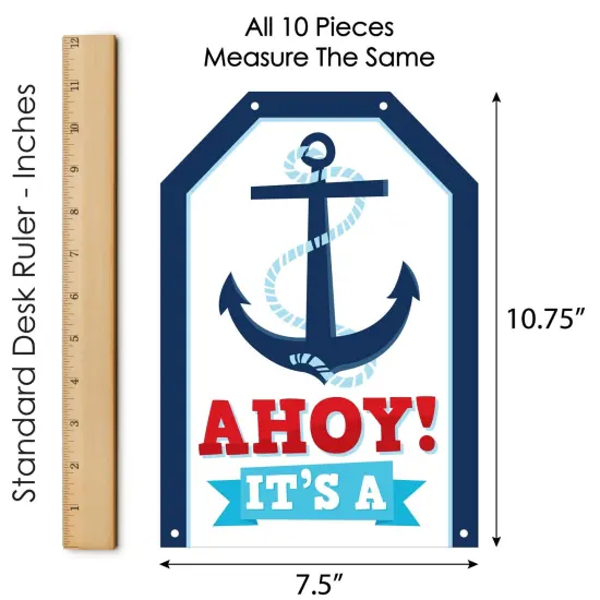 Big Dot of Happiness Ahoy It's a Boy - Hanging Vertical Paper Door Banners - Nautical Baby Shower Wall Decoration Kit - Indoor Door Decor {7}