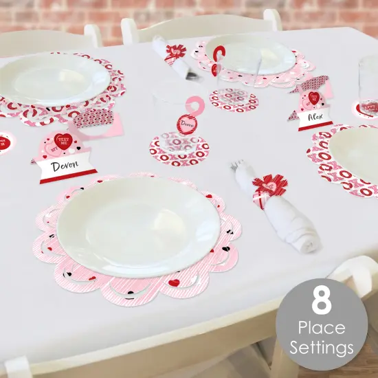 Big Dot of Happiness Conversation Hearts - Valentine&rsquo;s Day Party Paper Charger and Table Decorations - Chargerific Kit - Place Setting for 8 {3}