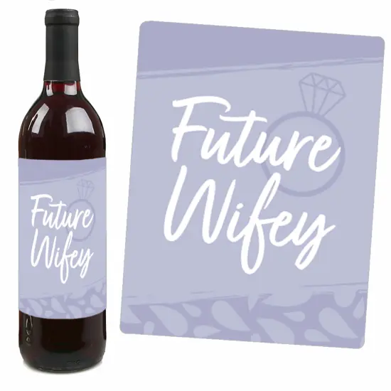Big Dot of Happiness Purple Elegantly Simple - Wedding or Bridal Shower Guest Party Favors Decorations- Wine Bottle Label Stickers - Set of 4 {4}