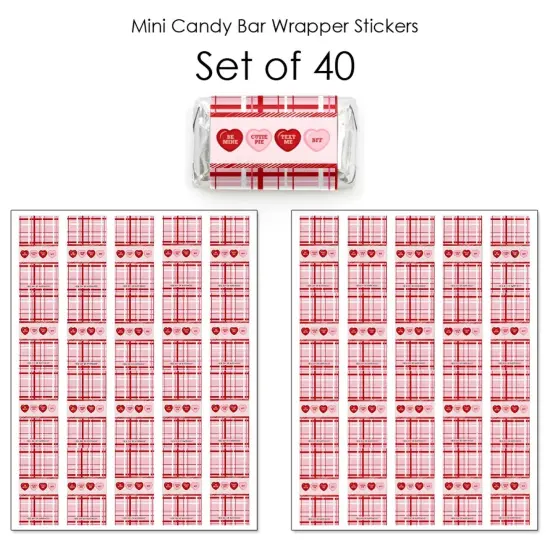 Big Dot of Happiness Conversation Hearts - Mini Candy Bar Wrapper Stickers - Valentine's Day Party Small Favors - 40 Count {4}