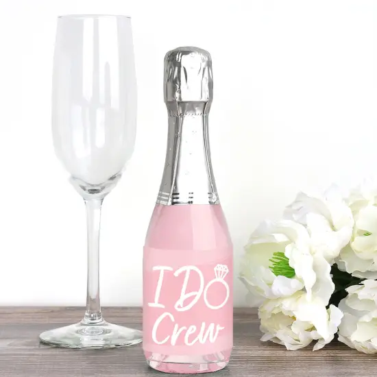Big Dot of Happiness Pink Elegantly Simple - Mini Wine and Champagne Bottle Label Stickers - Wedding or Bridal Shower Guest Party Favor Gift 16 Ct {3}