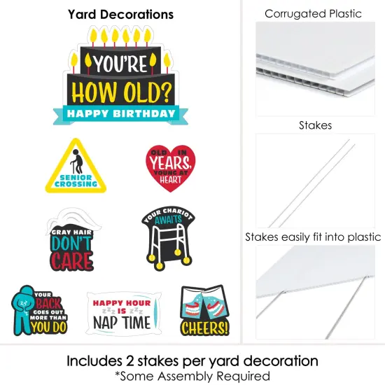 Big Dot of Happiness You're How Old - Senior Moments - Yard Sign and Outdoor Lawn Decorations - Funny Over The Hill Prank Yard Signs - Set of 8 {6}