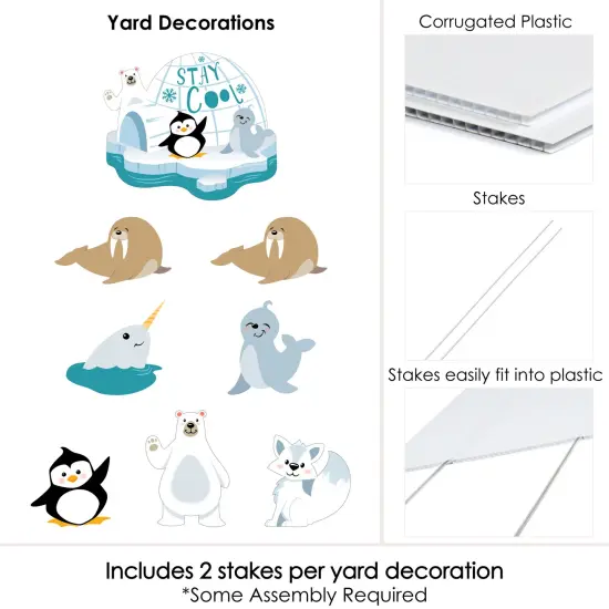 Big Dot of Happiness Arctic Polar Animals - Yard Sign and Outdoor Lawn Decorations - Winter Baby Shower or Birthday Party Yard Signs - Set of 8 {6}