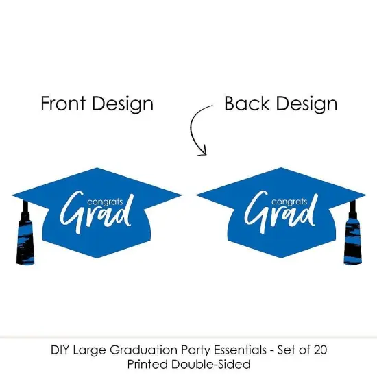 Big Dot of Happiness Blue Graduation Hat Decorations - DIY Large Party Essentials - 20 Count {7}