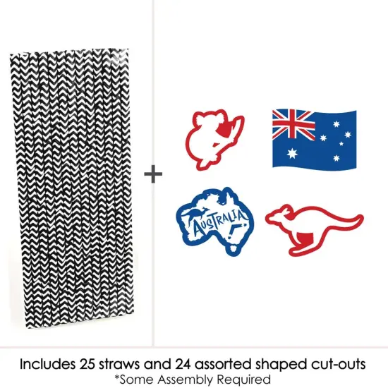Big Dot of Happiness Australia Day - Paper Straw Decor - G'Day Mate Aussie Party Striped Decorative Straws - Set of 24 {4}