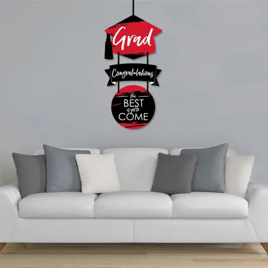Big Dot of Happiness Red Grad - Best is Yet to Come - Hanging PorchRed Graduation Party Outdoor Decorations - Front Door Decor - 3 Piece Sign {4}