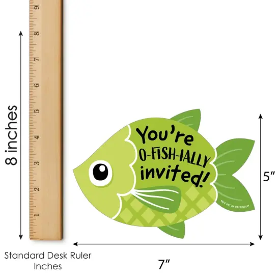 Big Dot of Happiness Let's Go Fishing - Shaped Fill-In Invites - Fish Themed Birthday Party or Baby Shower Invite Cards with Envelopes - Set of 12 {7}