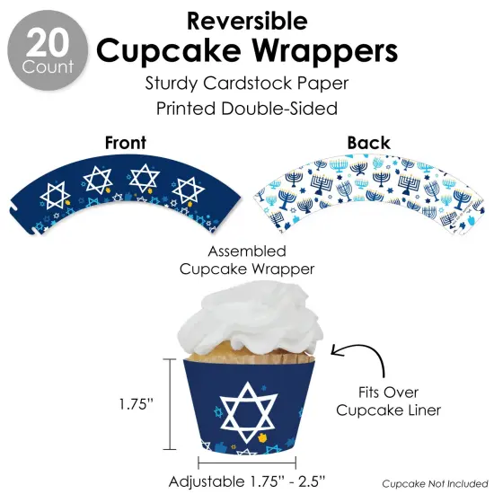 Big Dot of Happiness Hanukkah Menorah - Chanukah Holiday Party Favors and Cupcake Kit - Fabulous Favor Party Pack - 100 Pieces {6}
