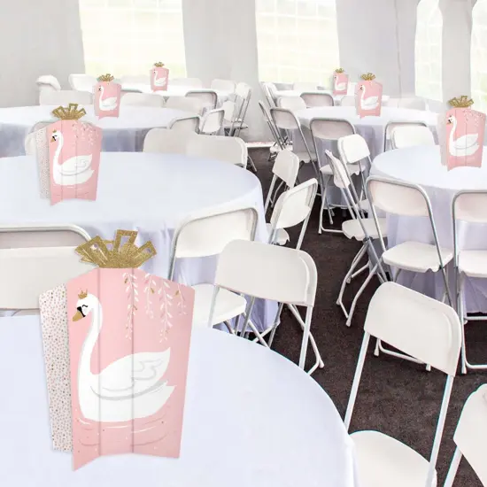 Big Dot of Happiness Swan Soiree - Table Decorations - White Swan Baby Shower or Birthday Party Fold and Flare Centerpieces - 10 Count {6}