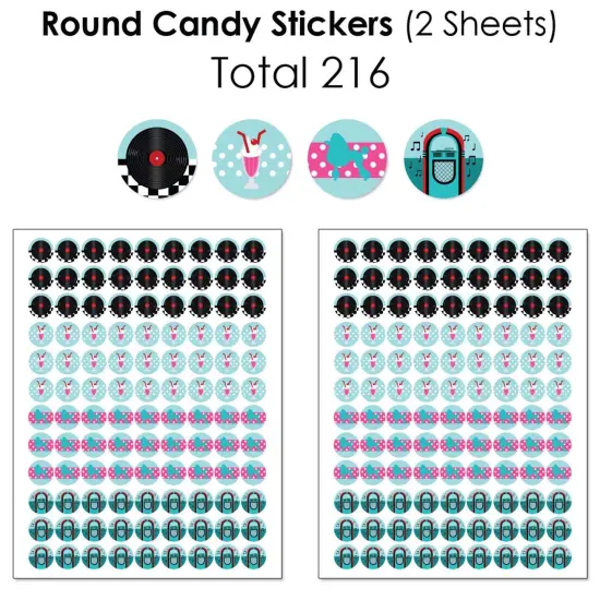 Big Dot of Happiness 50's Sock Hop - 1950s Rock N Roll Party Candy Favor Sticker Kit - 304 Pieces {6}