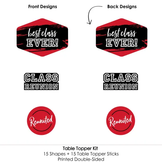 Big Dot of Happiness Reunited Red - School Class Reunion Party Centerpiece Sticks - Table Toppers - Set of 15 {6}