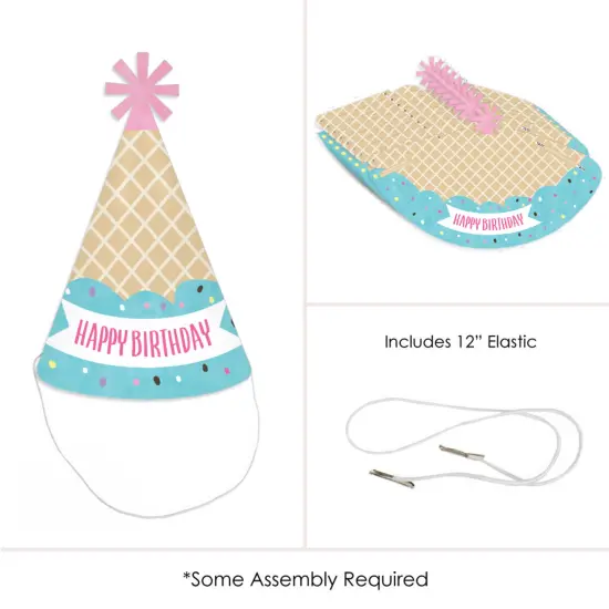 Big Dot of Happiness Scoop Up The Fun - Ice Cream - Cone Happy Birthday Party Hats for Kids and Adults - Set of 8 (Standard Size) {6}