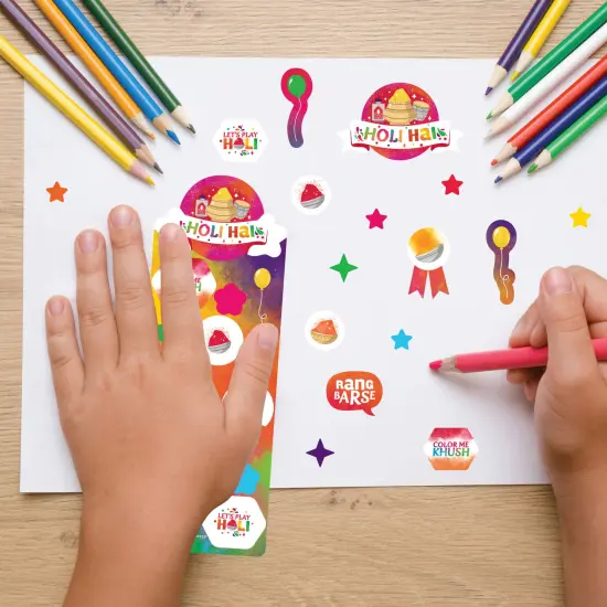 Big Dot of Happiness Holi Hai - Festival of Colors Party Favor Kids Stickers - 16 Sheets - 256 Stickers {7}
