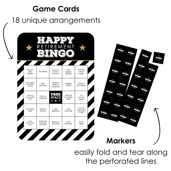 Big Dot of Happiness Happy Retirement - Find the Guest Bingo Cards and Markers - Retirement Party Bingo Game - Set of 18 {3}