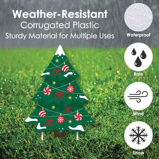 Big Dot of Happiness Snowy Christmas Trees - Tree Lawn Decorations - Outdoor Classic Holiday Party Yard Decorations - 10 Piece {6}