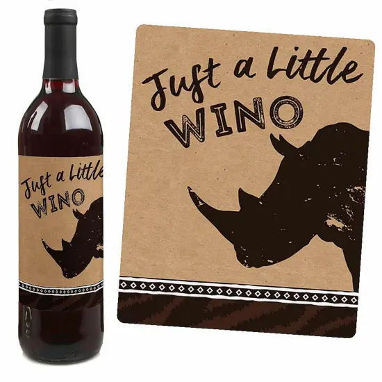 Big Dot of Happiness Wild Safari - Jungle Adventure Baby Shower or Birthday Party Decorations for Women & Men - Wine Bottle Label Stickers - Set of 4 {4}