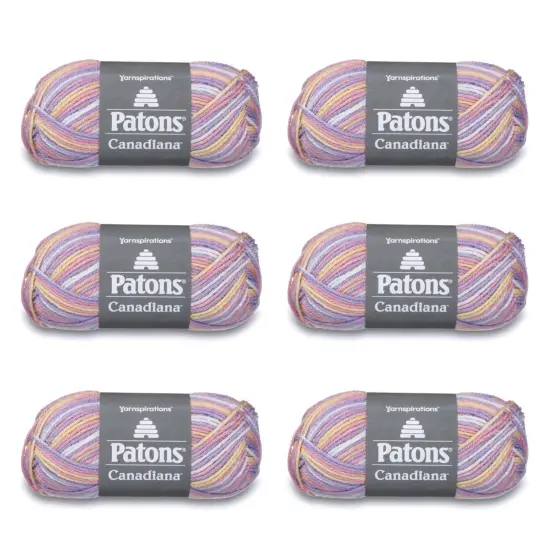 Patons Canadiana Variegates Pretty Baby Yarn - 6 Pack of 3.5oz/100g - Acrylic - 4 Medium - 190 Yards - Knitting/Crochet {1}