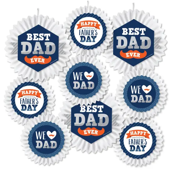 Big Dot of Happiness Happy Father's Day - Hanging We Love Dad Party Tissue Decoration Kit - Paper Fans - Set of 9 {3}