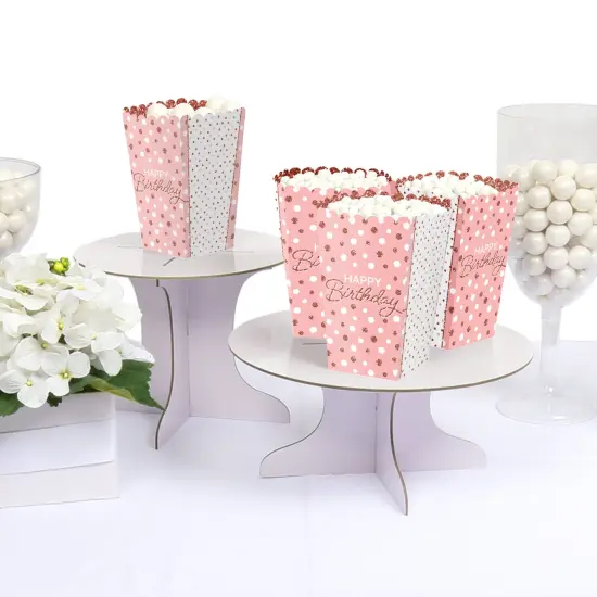 Big Dot of Happiness Pink Rose Gold Birthday - Happy Birthday Party Favor Popcorn Treat Boxes - Set of 12 {4}