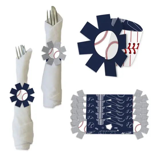 Big Dot of Happiness Batter Up - Baseball - Baby Shower or Birthday Party Paper Napkin Holder - Napkin Rings - Set of 24 {1}
