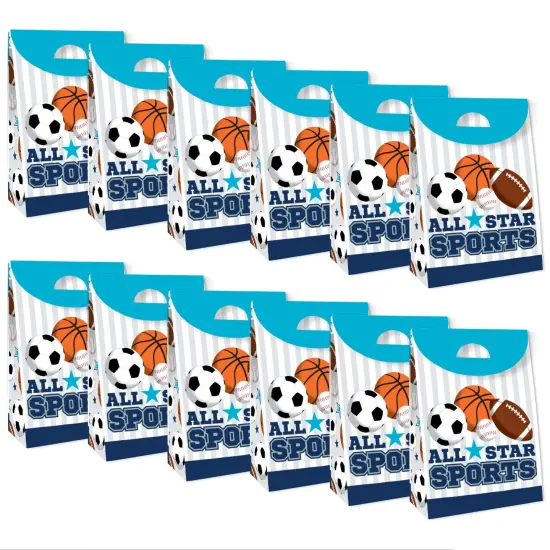 Big Dot of Happiness Go, Fight, Win - Sports - Baby Shower or Birthday Gift Favor Bags - Party Goodie Boxes - Set of 12 {6}