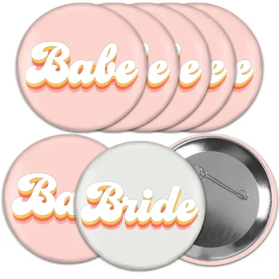 Big Dot of Happiness Bride's Babes - 3 inch Bachelorette Party Badge - Pinback Buttons - Set of 8 {1}