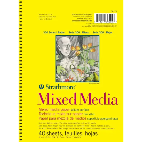 Strathmore Mixed Media Vellum Spiral Paper Pad 5.5"X8.5"-40 Sheets {1}
