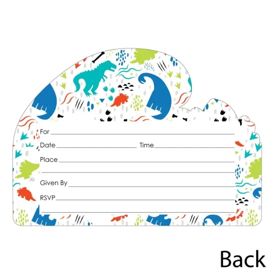 Big Dot of Happiness Roar Dinosaur - Shaped Fill-in Invites - Dino Mite T-Rex Baby Shower or Birthday Party Invite Cards with Envelopes - Set of 12 {4}