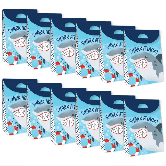 Big Dot of Happiness Shark Zone - Jawsome Shark Party or Birthday Gift Favor Bags - Party Goodie Boxes - Set of 12 {6}