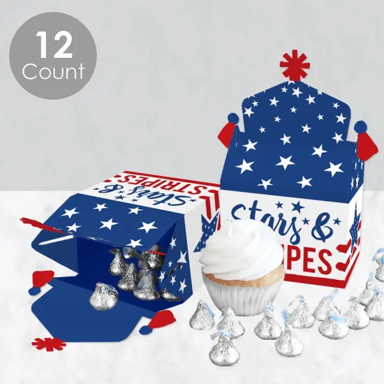 Big Dot of Happiness Stars & Stripes - Treat Box Party Favors - Memorial Day, 4th of July and Labor Day Patriotic Party Goodie Gable Boxes - Set of 12 {4}