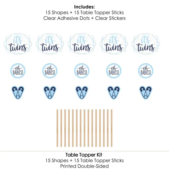 Big Dot of Happiness It's Twin Boys - Blue Twins Baby Shower Centerpiece Sticks - Table Toppers - Set of 15 {7}
