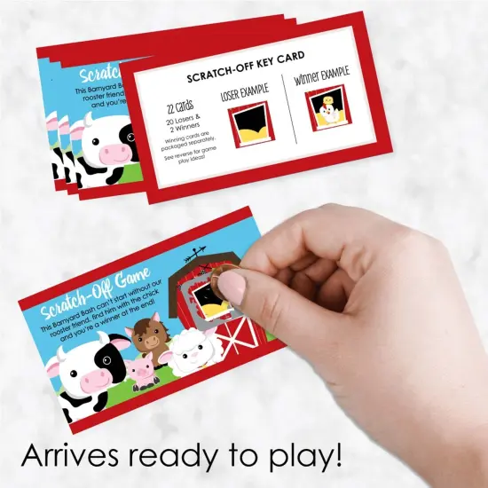 Big Dot of Happiness Farm Animals - Barnyard Baby Shower or Birthday Party Game Scratch Off Cards - 22 Count {3}