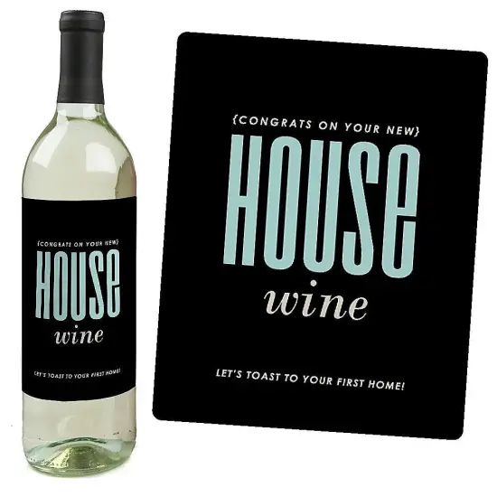 Big Dot of Happiness Home Sweet Home - Housewarming Gift for Women and Men - Wine Bottle Label Stickers - Set of 4 {3}