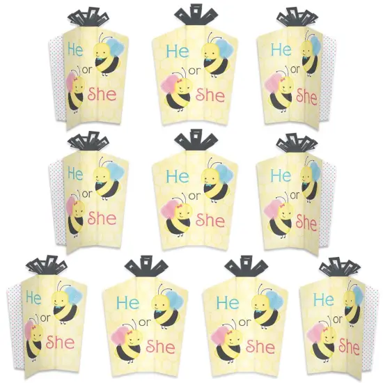Big Dot of Happiness What Will It Bee - Table Decorations - Gender Reveal Fold and Flare Centerpieces - 10 Count {1}