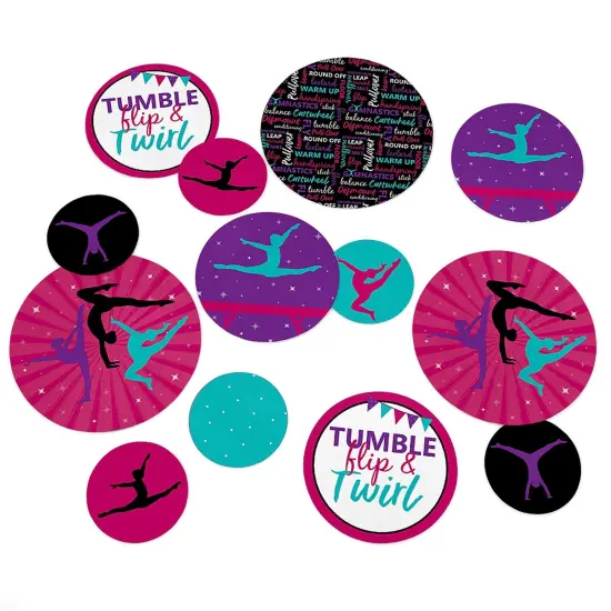 Big Dot of Happiness Tumble, Flip & Twirl - Gymnastics - Birthday Party Giant Circle Confetti - Gymnast Party Decorations - Large Confetti 27 Count {1}