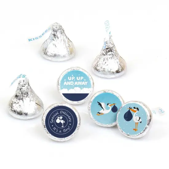 Big Dot of Happiness Boy Special Delivery - Blue It's A Boy Stork Round Candy Sticker Favors - Labels Fits Chocolate Candy (1 sheet of 108) {1}