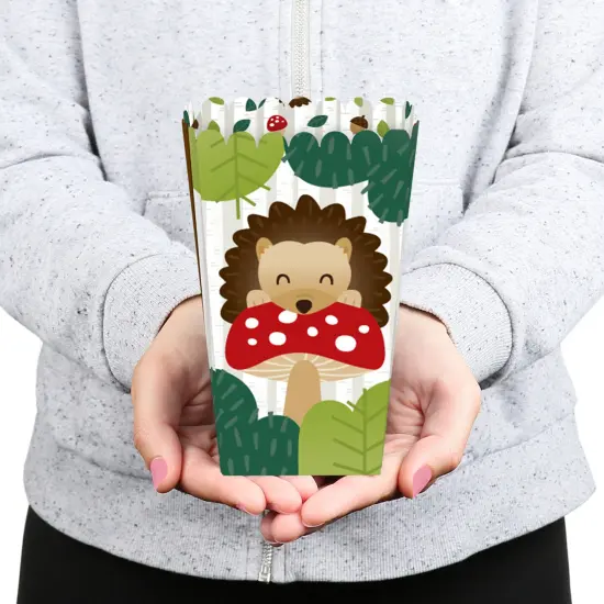 Big Dot of Happiness Forest Hedgehogs - Woodland Birthday Party or Baby Shower Favor Popcorn Treat Boxes - Set of 12 {6}