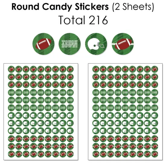 Big Dot of Happiness End Zone - Football - Baby Shower or Birthday Party Candy Favor Sticker Kit - 304 Pieces {6}