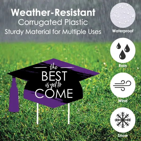 Big Dot of Happiness Purple Graduation Lawn Decorations - 10 Piece {6}
