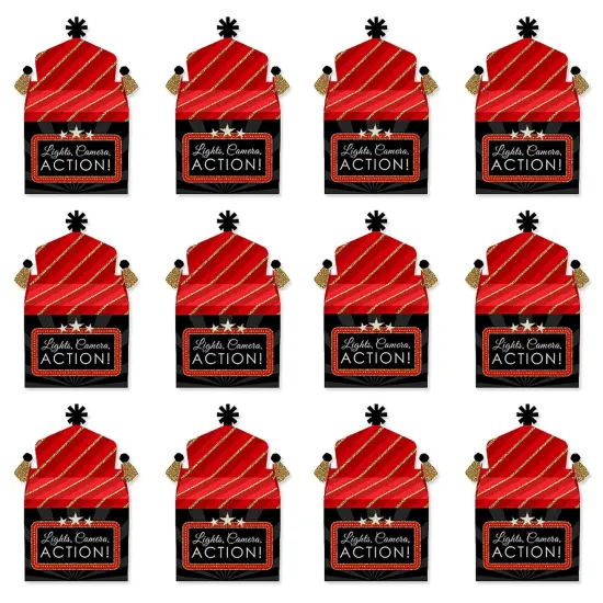 Big Dot of Happiness Red Carpet - Treat Box Party Favors - Movie Night Party Goodie Gable Boxes - Set of 12 {6}