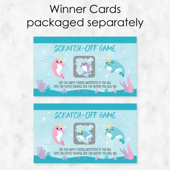 Big Dot of Happiness Narwhal Girl - Under The Sea Baby Shower or Birthday Party Game Scratch Off Cards - 22 Count {4}
