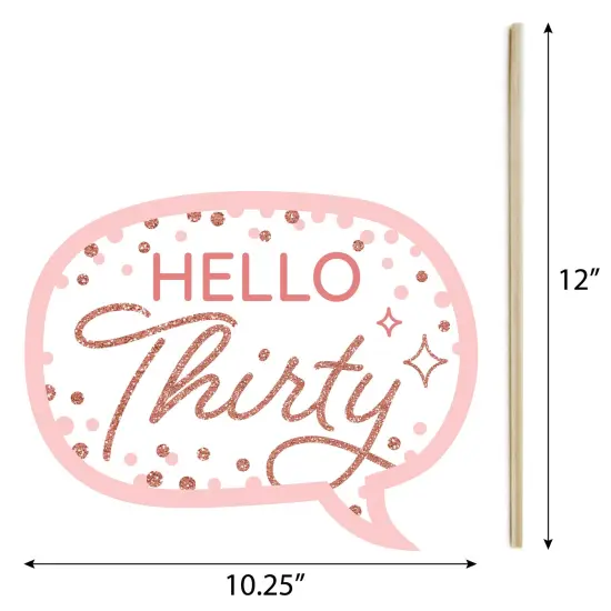 Big Dot of Happiness 30th Pink Rose Gold Birthday - Happy Birthday Party Photo Booth Props Kit - 20 Count {7}