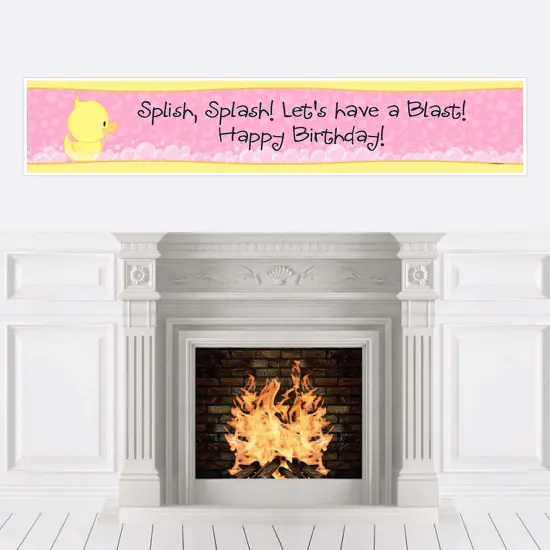 Big Dot of Happiness Pink Ducky Duck - Girl Happy Birthday Decorations Party Banner {1}