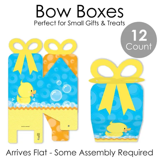 Big Dot of Happiness Ducky Duck - Square Favor Gift Boxes - Baby Shower or Birthday Party Bow Boxes - Set of 12 {7}