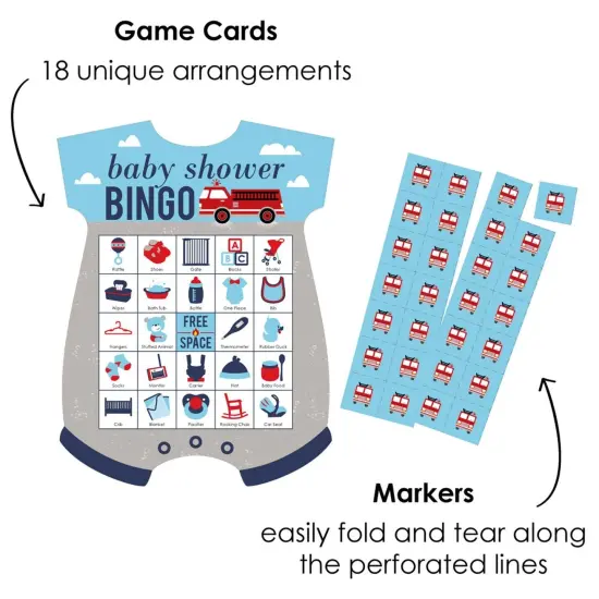 Big Dot of Happiness Fired Up Fire Truck - Picture Bingo Cards and Markers - Firetruck Baby Shower Shaped Bingo Game - Set of 18 {3}