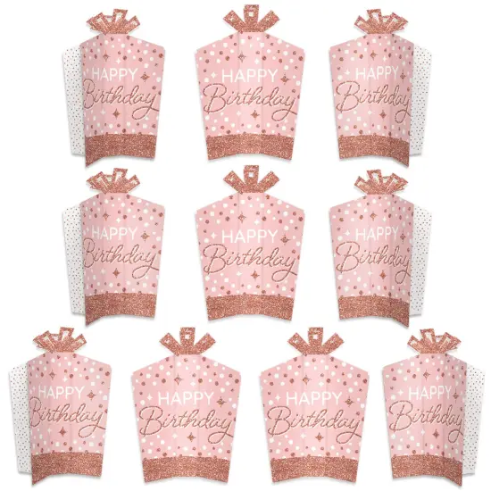 Big Dot of Happiness Pink Rose Gold Birthday - Table Decorations - Happy Birthday Party Fold and Flare Centerpieces - 10 Count {1}