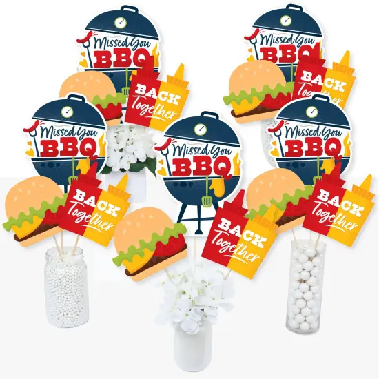 Big Dot of Happiness Missed You BBQ - Backyard Summer Picnic Party Centerpiece Sticks - Table Toppers - Set of 15 {3}