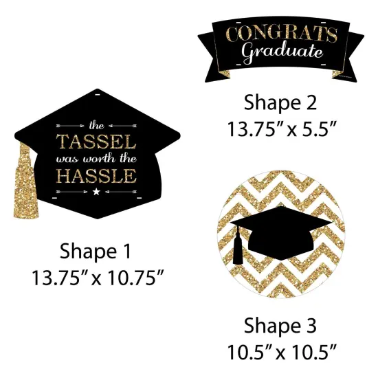 Big Dot of Happiness Tassel Worth The Hassle - Gold - Hanging Porch Graduation Party Outdoor Decorations - Front Door Decor - 3 Piece Sign {7}