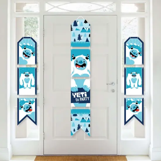 Big Dot of Happiness Yeti to Party - Hanging Vertical Paper Door Banners - Abominable Snowman Party Birthday Party Wall Decor Kit - Indoor Door Decor {1}